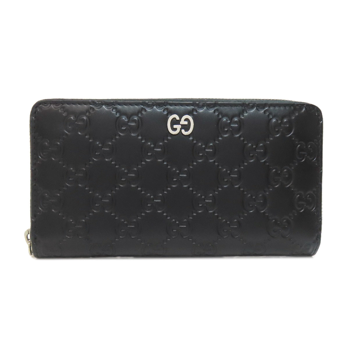 GUCCI Long Wallet Purse 473928 Calfskin black GG Signature Shima