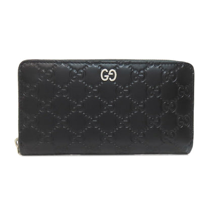 GUCCI Long Wallet Purse 473928 Calfskin black GG Signature Shima