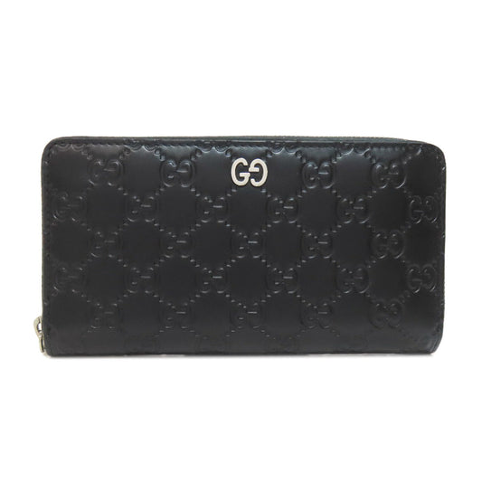 GUCCI Long Wallet Purse 473928 Calfskin black GG Signature Shima
