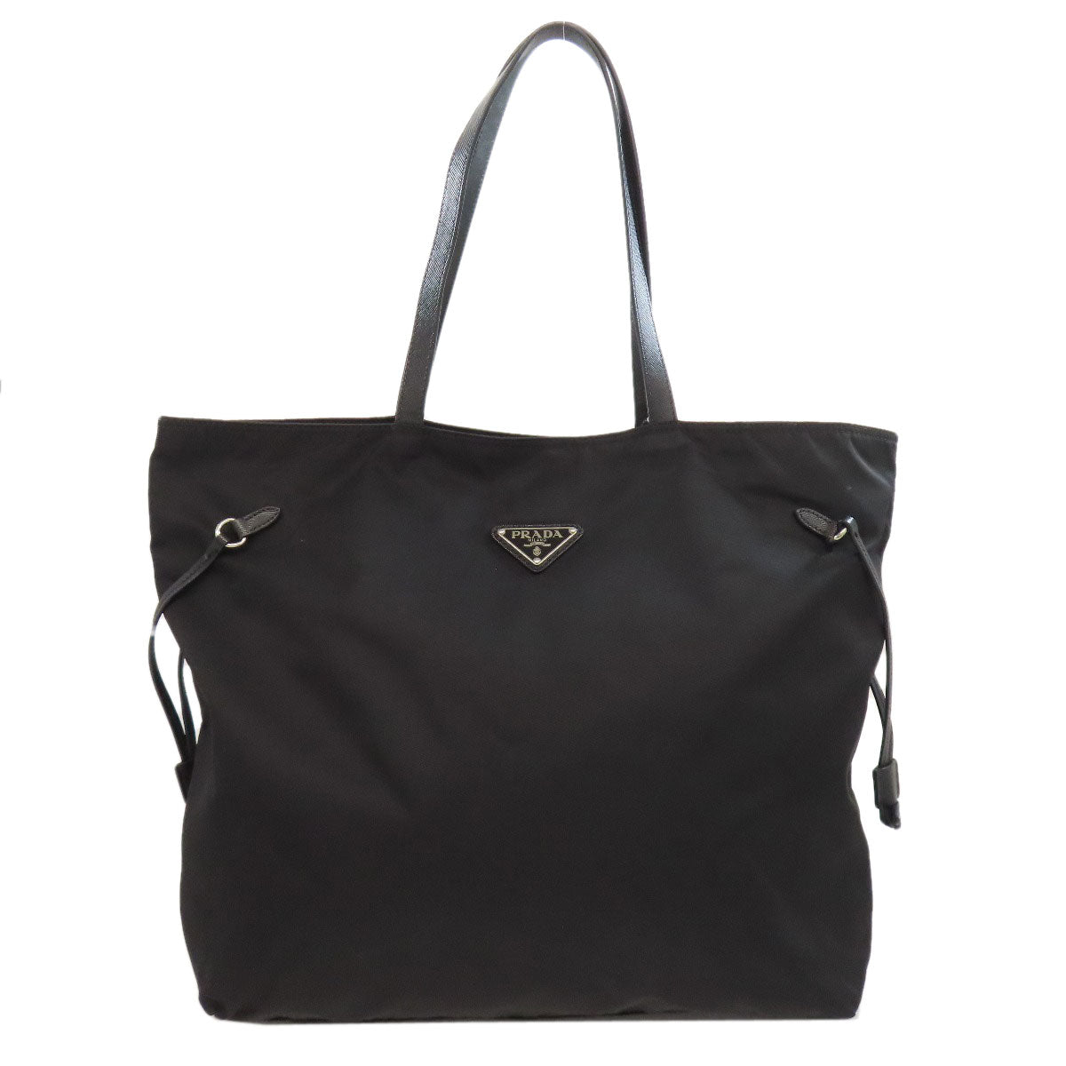 PRADA Tote Bag Nylon black logoMetal Women Used Authentic