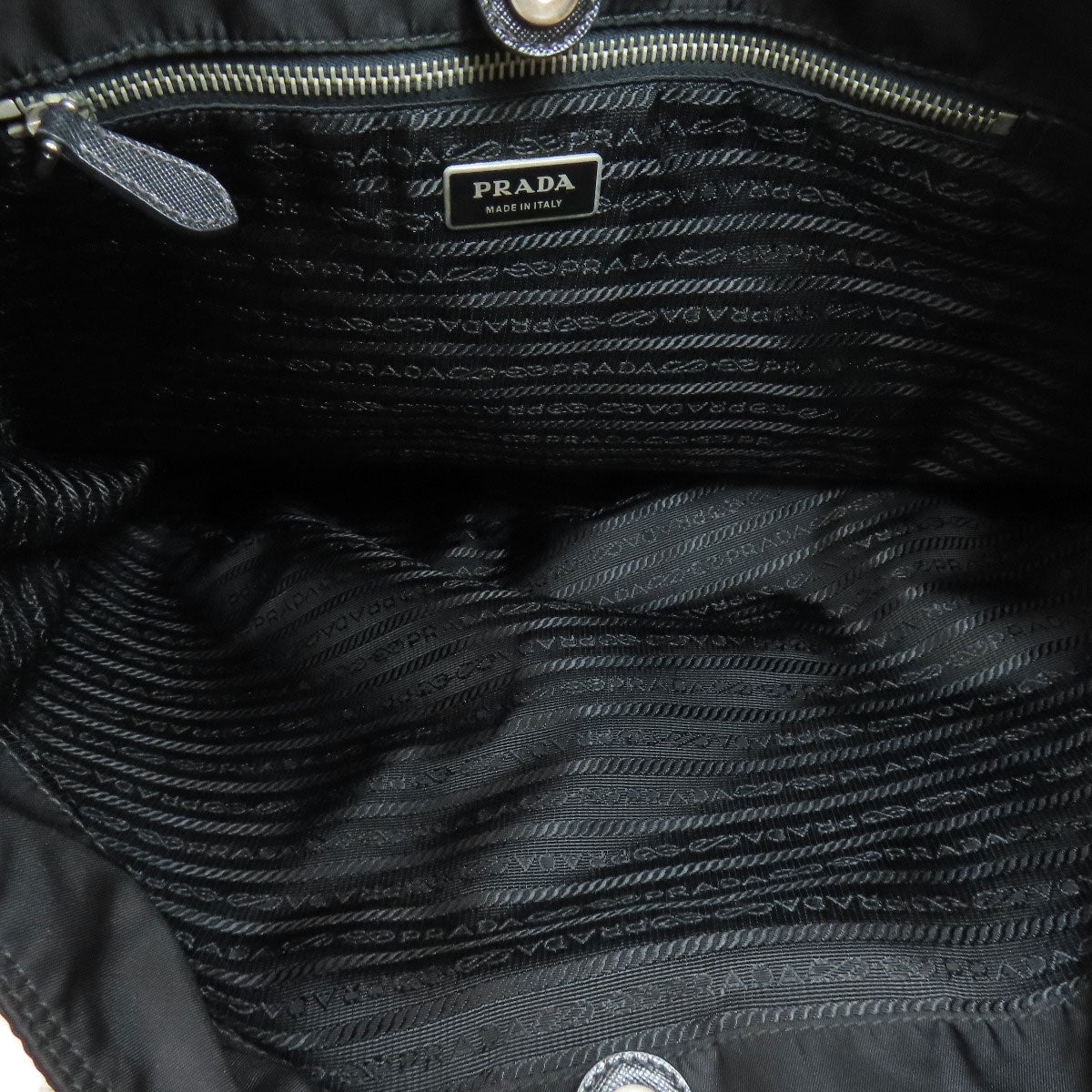 PRADA Tote Bag Nylon black logoMetal Women Used Authentic