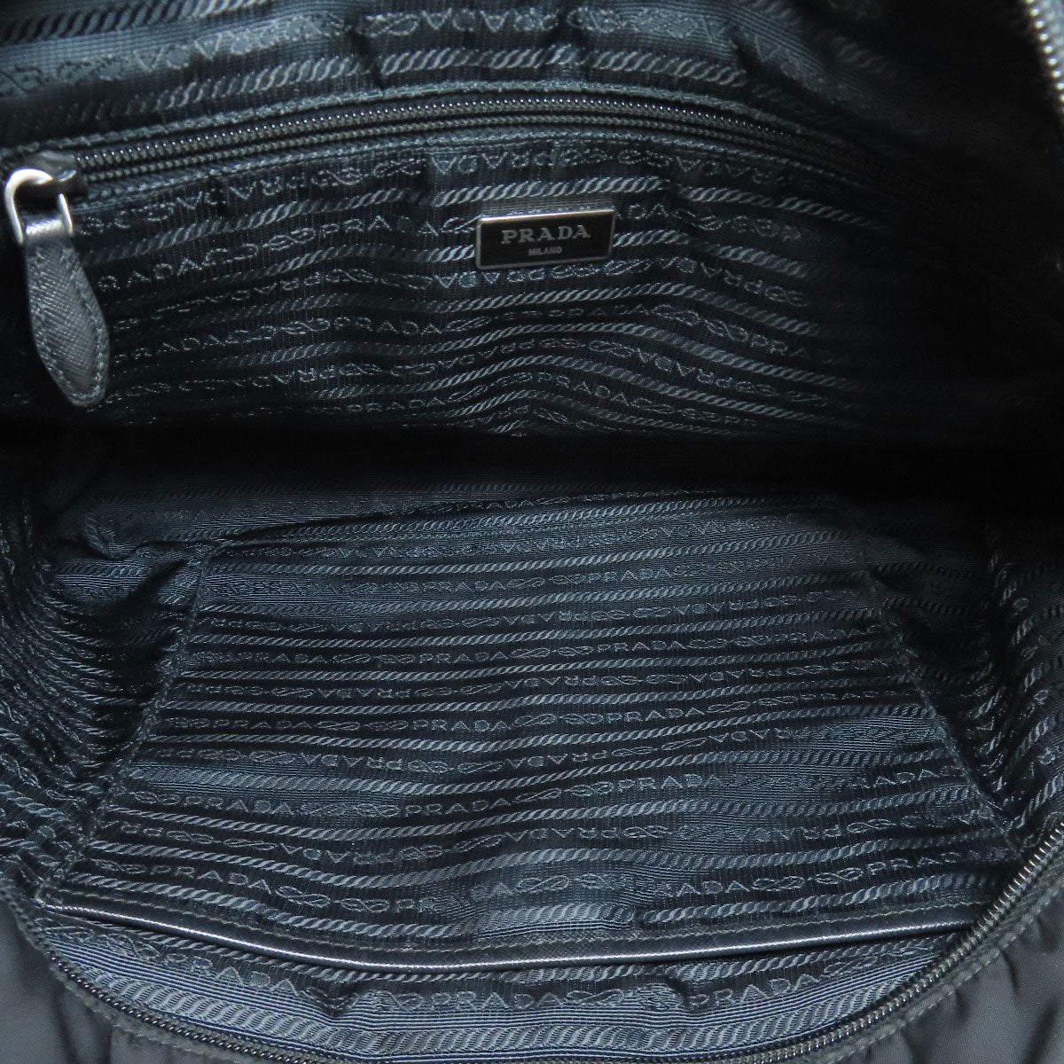 PRADA Tote Bag 1BG052 Nylon black logoMetal