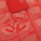 CHANEL Tote Bag Nylon jacquard Red New Travel Line MM Women Used Authentic