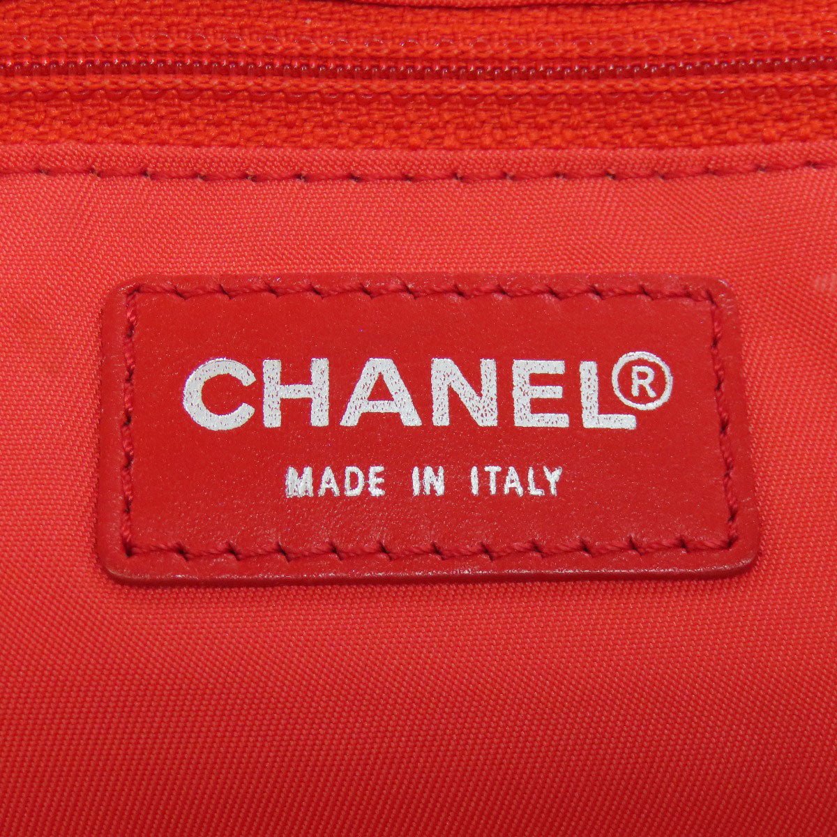 CHANEL Tote Bag Nylon jacquard Red New Travel Line MM Women Used Authentic