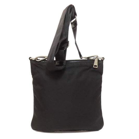 PRADA Shoulder Bag Nylon black logoMetal Women Used Authentic