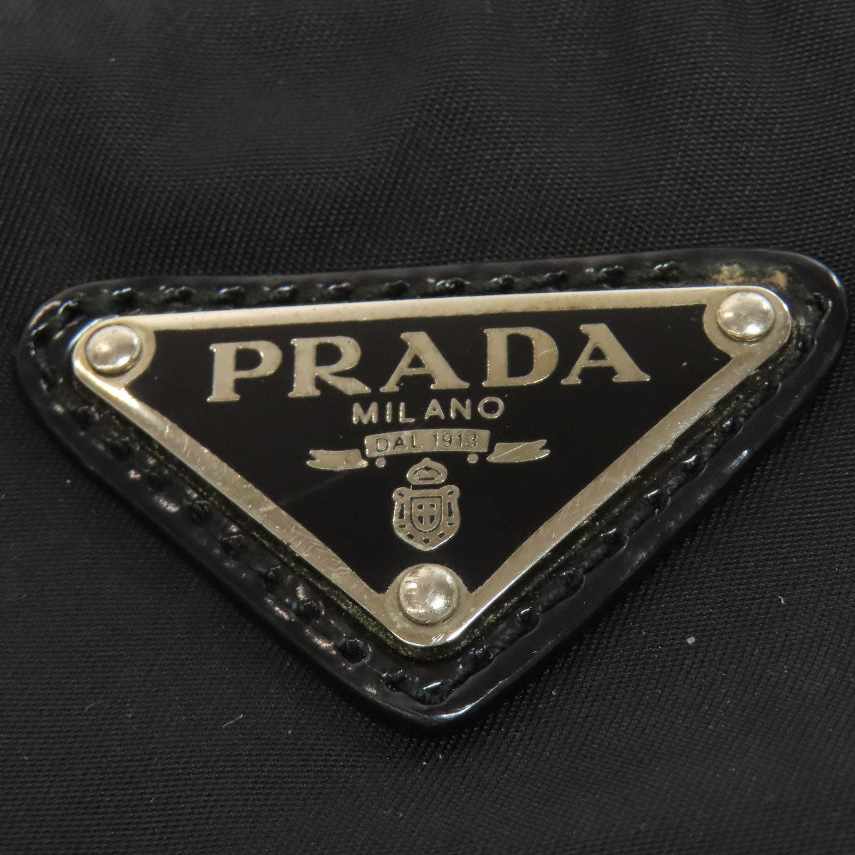 PRADA Shoulder Bag Nylon black logoMetal Women Used Authentic