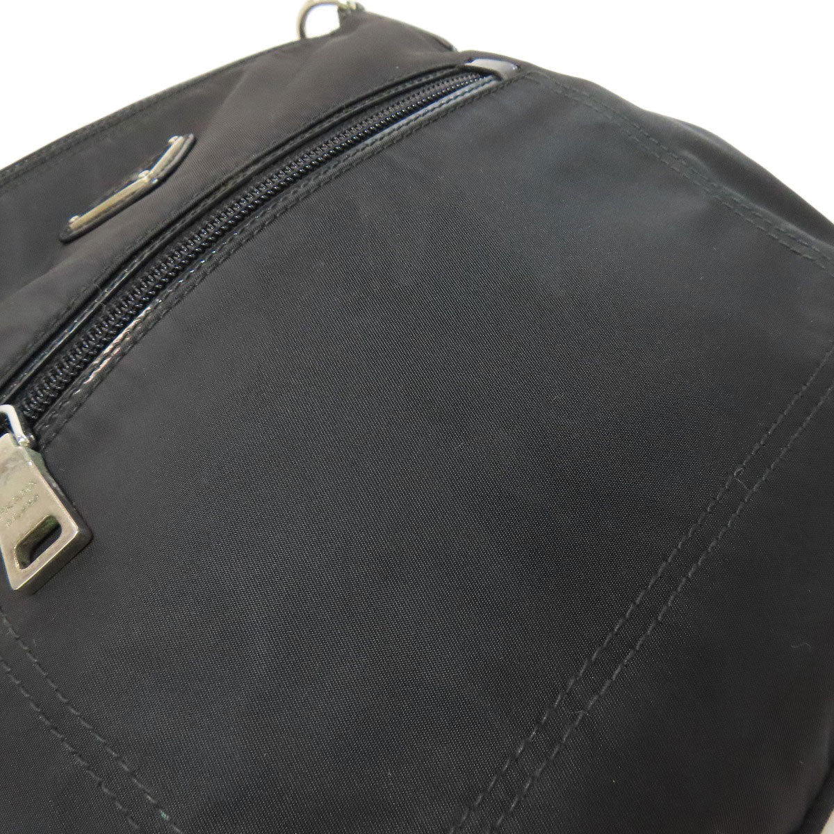 PRADA Shoulder Bag Nylon black logoMetal Women Used Authentic