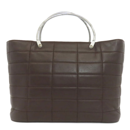 CHANEL Handbag Calfskin black Chocolate bar Silver Metal