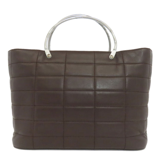 CHANEL Handbag Calfskin black Chocolate bar Silver Metal