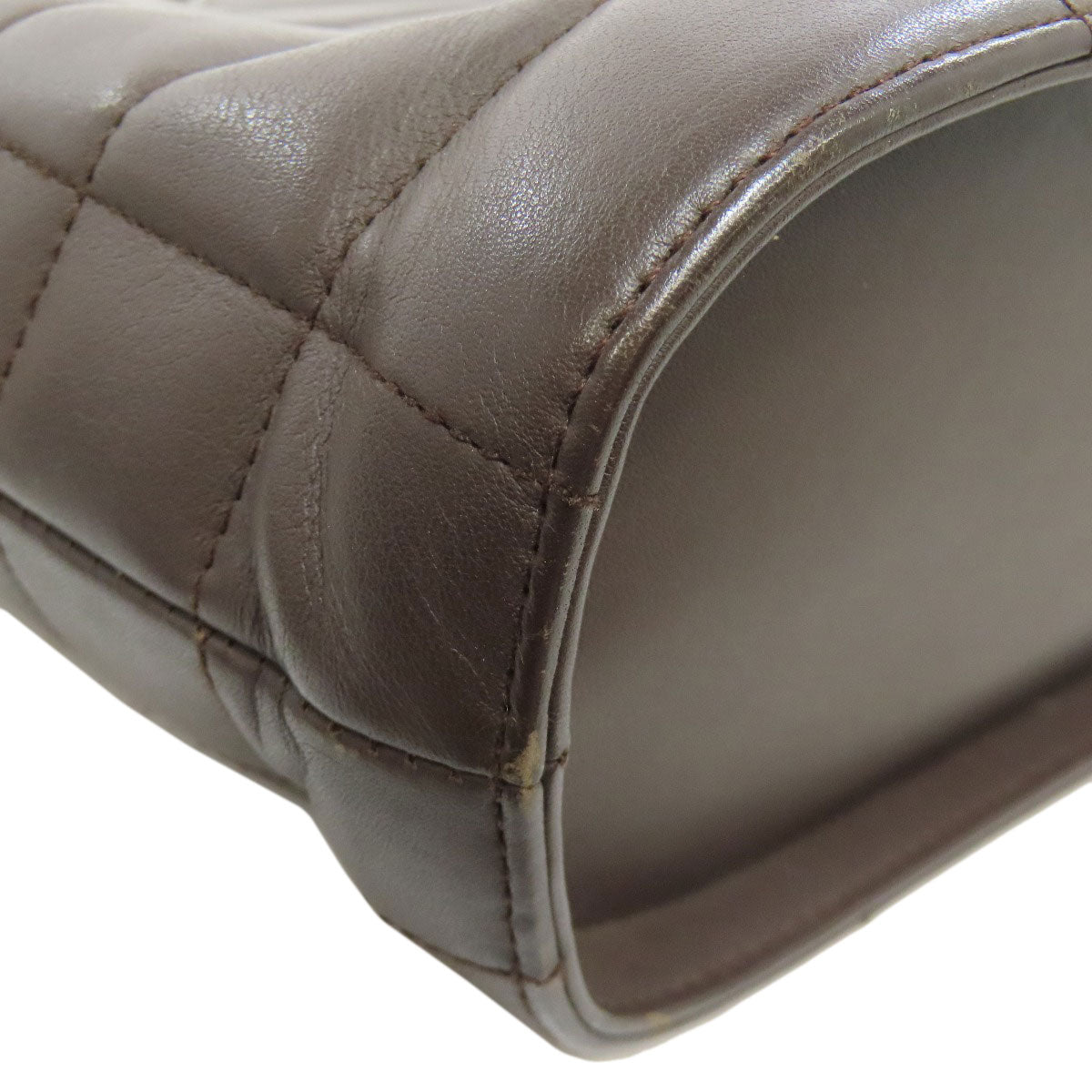 CHANEL Handbag Calfskin black Chocolate bar Silver Metal
