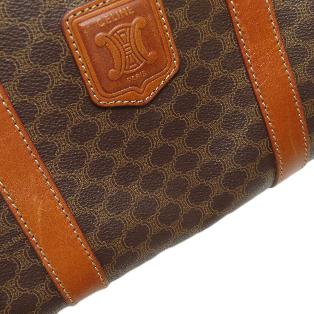 CELINE Boston Duffel bag PVC Brown Macadam Pattern Women Used Authentic