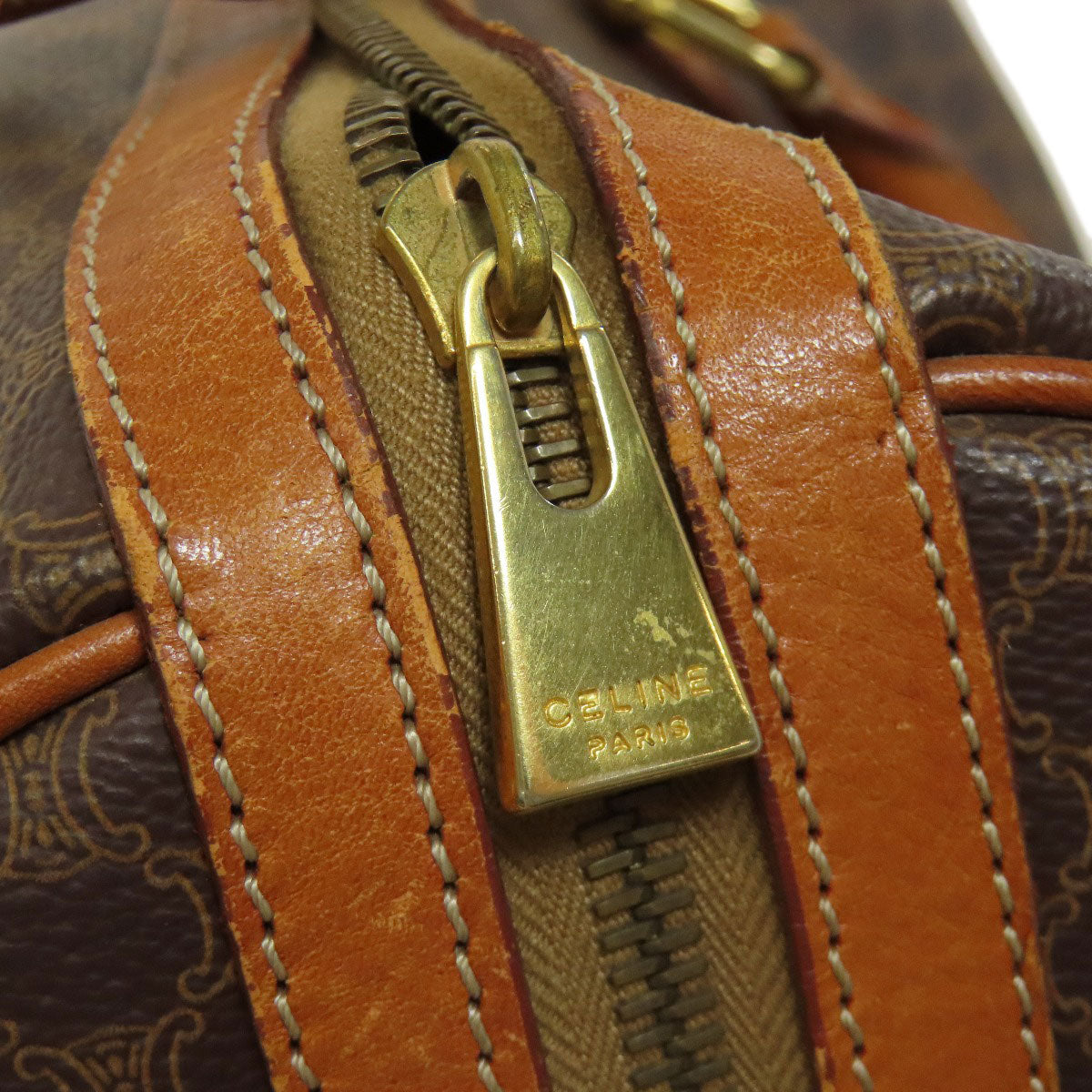 CELINE Boston Duffel bag PVC Brown Macadam Pattern Women Used Authentic