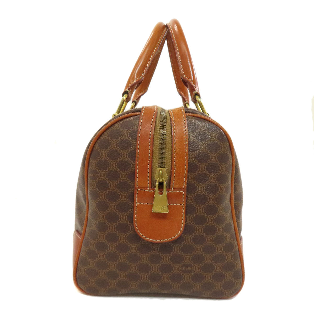 CELINE Boston Duffel bag PVC Brown Macadam Pattern Women Used Authentic
