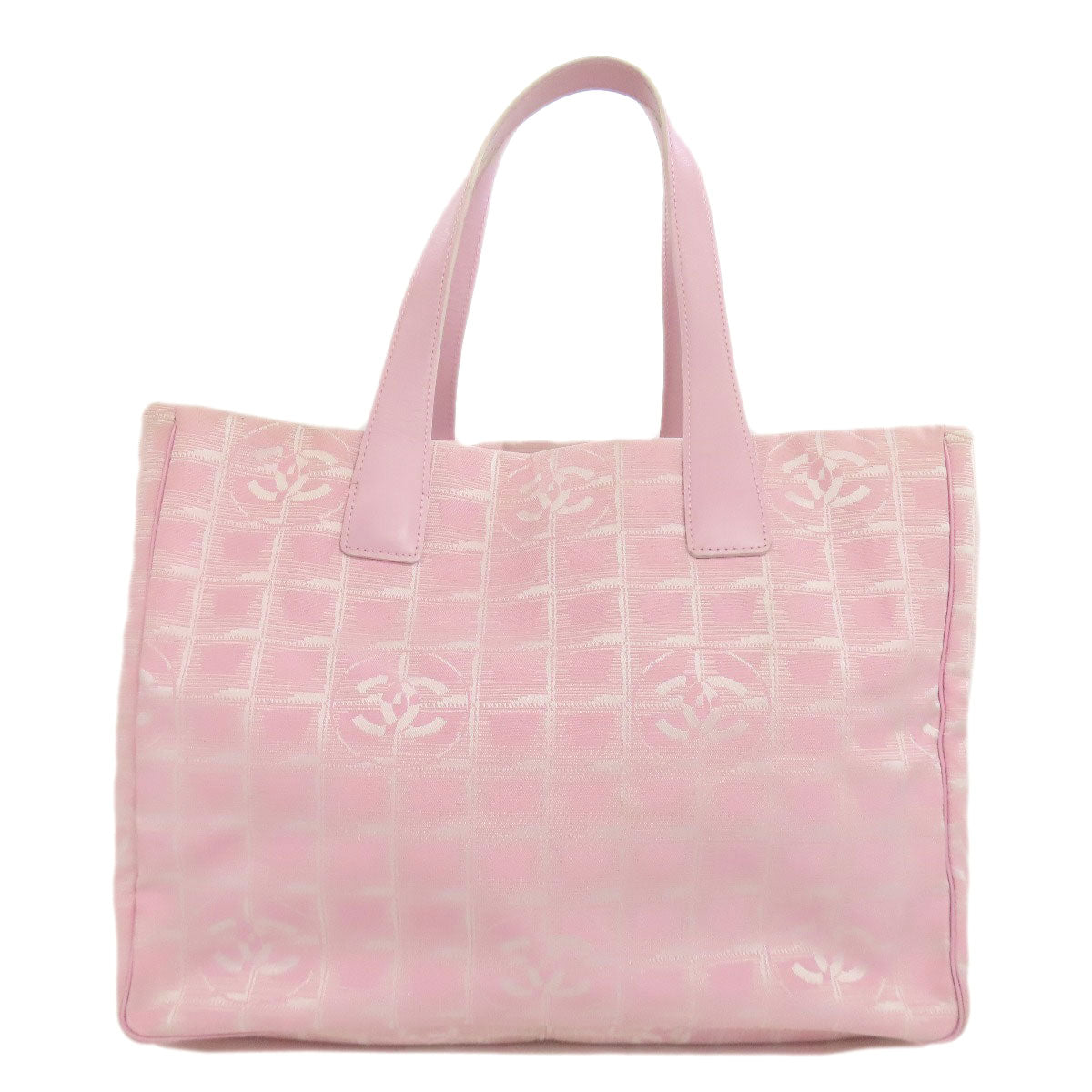 CHANEL Tote Bag Nylon jacquard pink New Travel Line MM Women Used Authentic