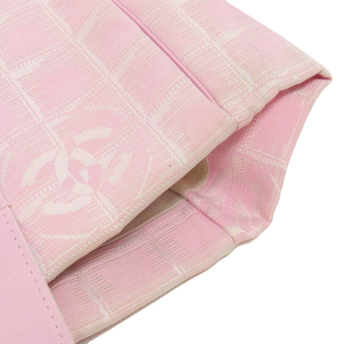 CHANEL Tote Bag Nylon jacquard pink New Travel Line MM Women Used Authentic