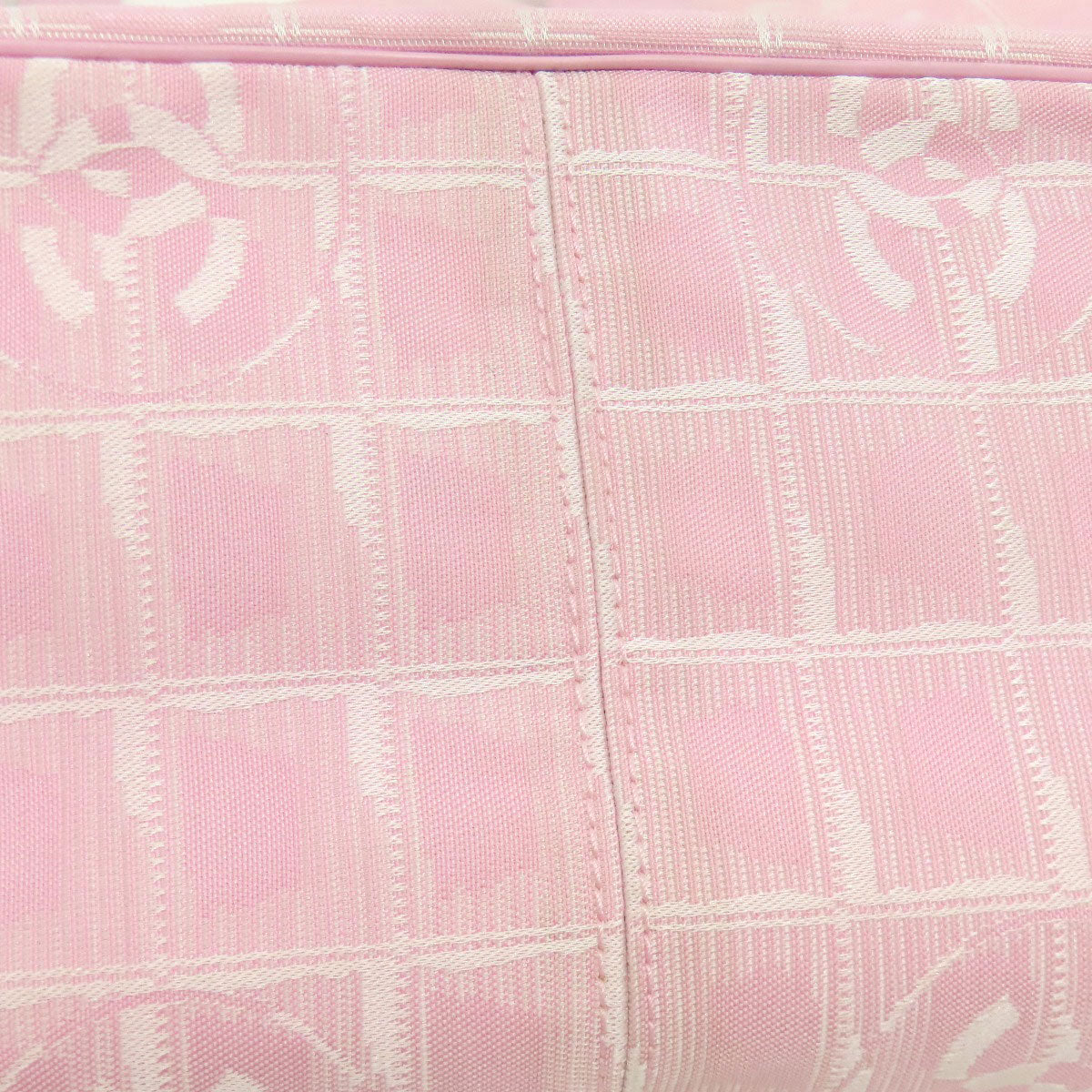 CHANEL Tote Bag Nylon jacquard pink New Travel Line MM Women Used Authentic