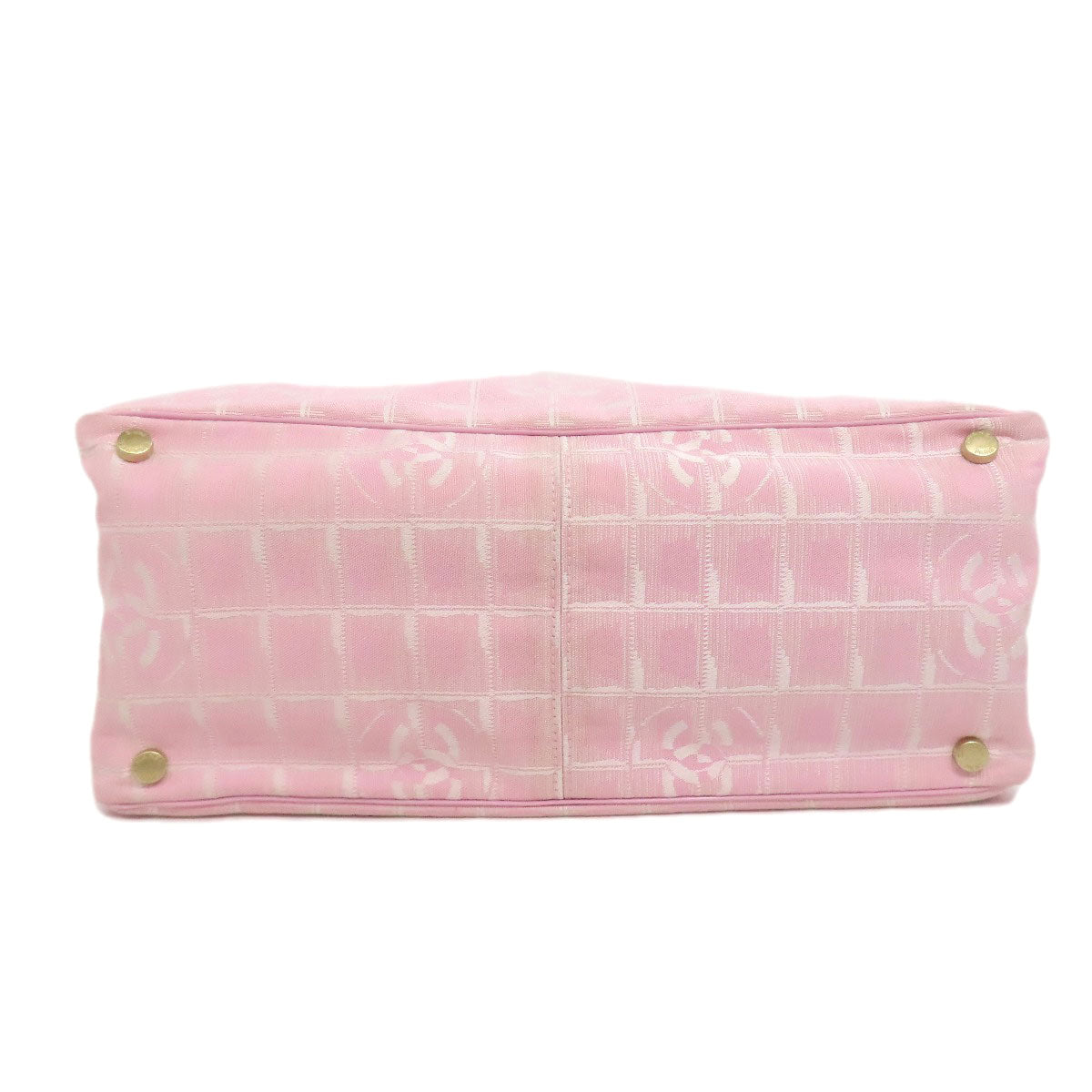 CHANEL Tote Bag Nylon jacquard pink New Travel Line MM Women Used Authentic