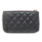 CHANEL Cosmetics Pouch Grained Calfskin Skin black Matelasse Gold Metal