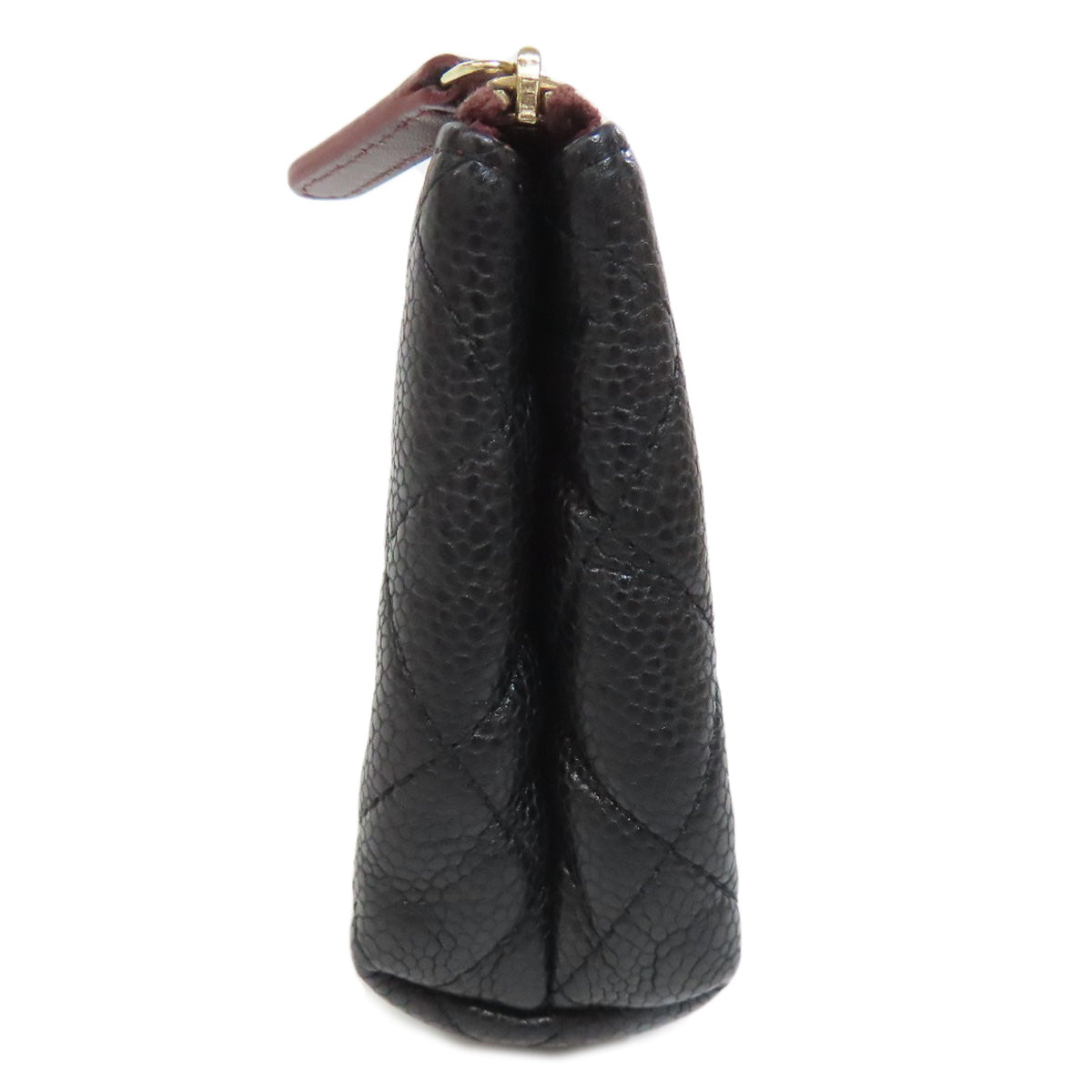 CHANEL Cosmetics Pouch Grained Calfskin Skin black Matelasse Gold Metal