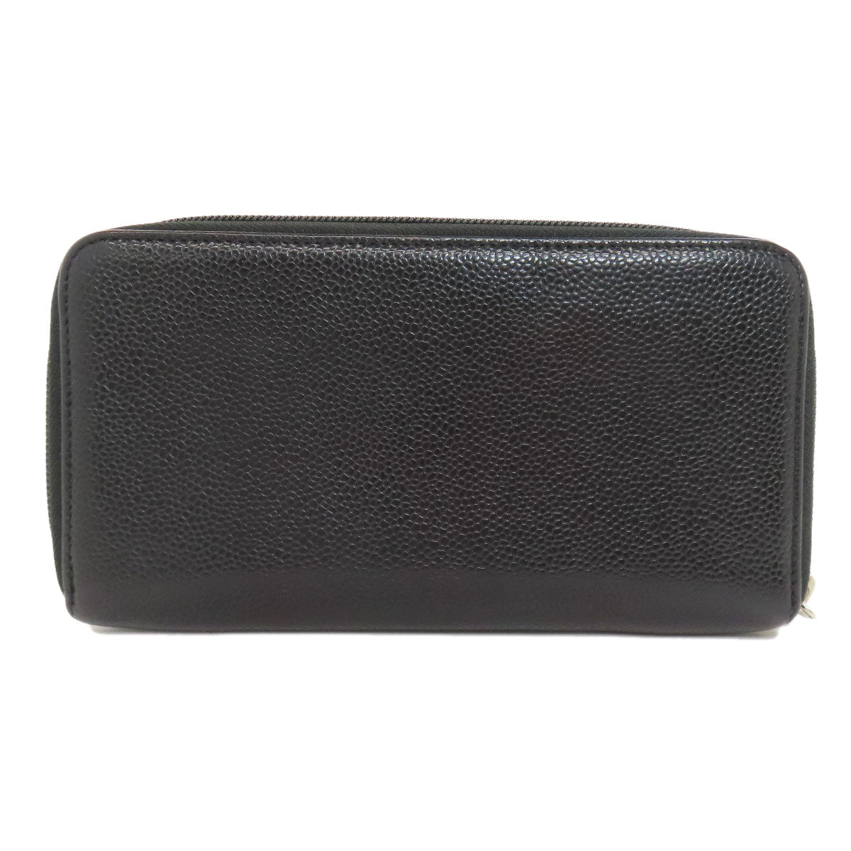 CHANEL Long Wallet Purse Grained Calfskin Skin black COCO Mark SilverMetal Women Used Authentic