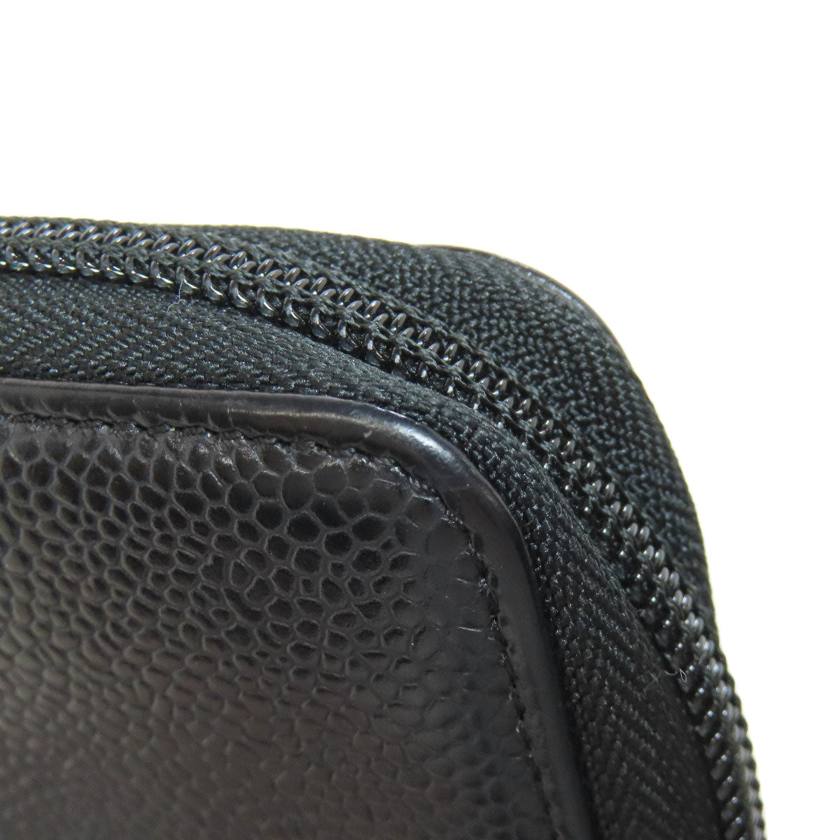 CHANEL Long Wallet Purse Grained Calfskin Skin black COCO Mark SilverMetal Women Used Authentic