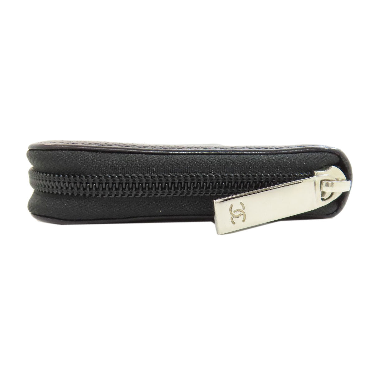 CHANEL Long Wallet Purse Grained Calfskin Skin black COCO Mark SilverMetal Women Used Authentic