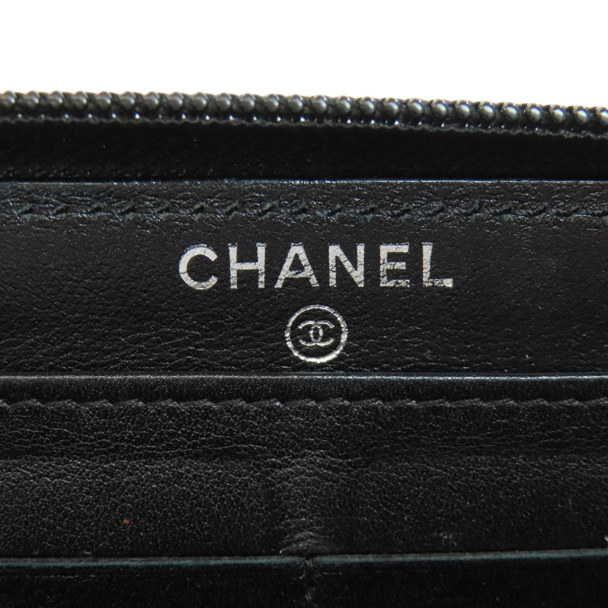 CHANEL Long Wallet Purse Grained Calfskin Skin black COCO Mark SilverMetal Women Used Authentic