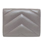 CHANEL Coin case lambskin gray COCO Mark Vstitch Gold Metal Women Used Authentic