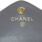 CHANEL Coin case lambskin gray COCO Mark Vstitch Gold Metal Women Used Authentic