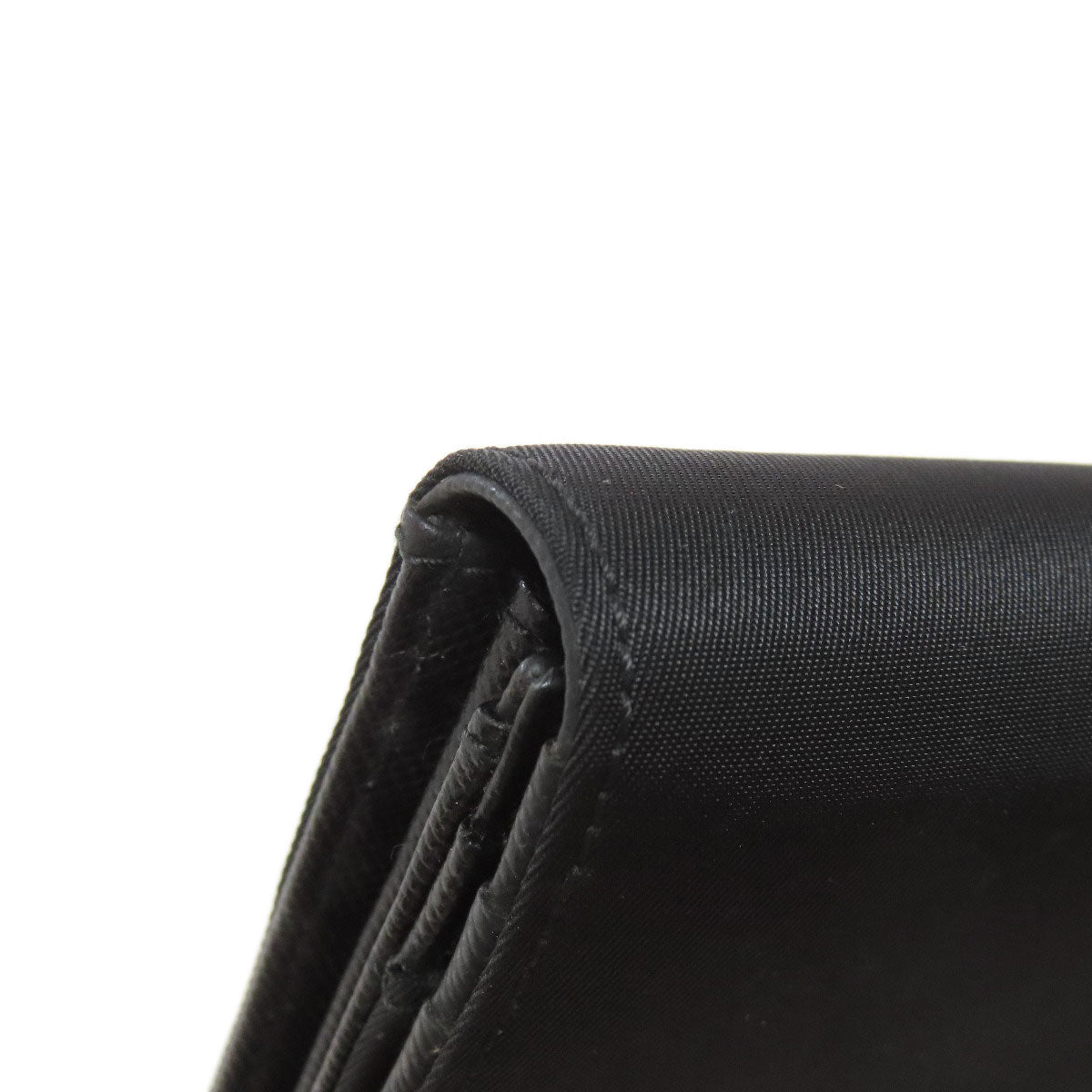 PRADA Long Wallet Purse Nylon black logoMetal