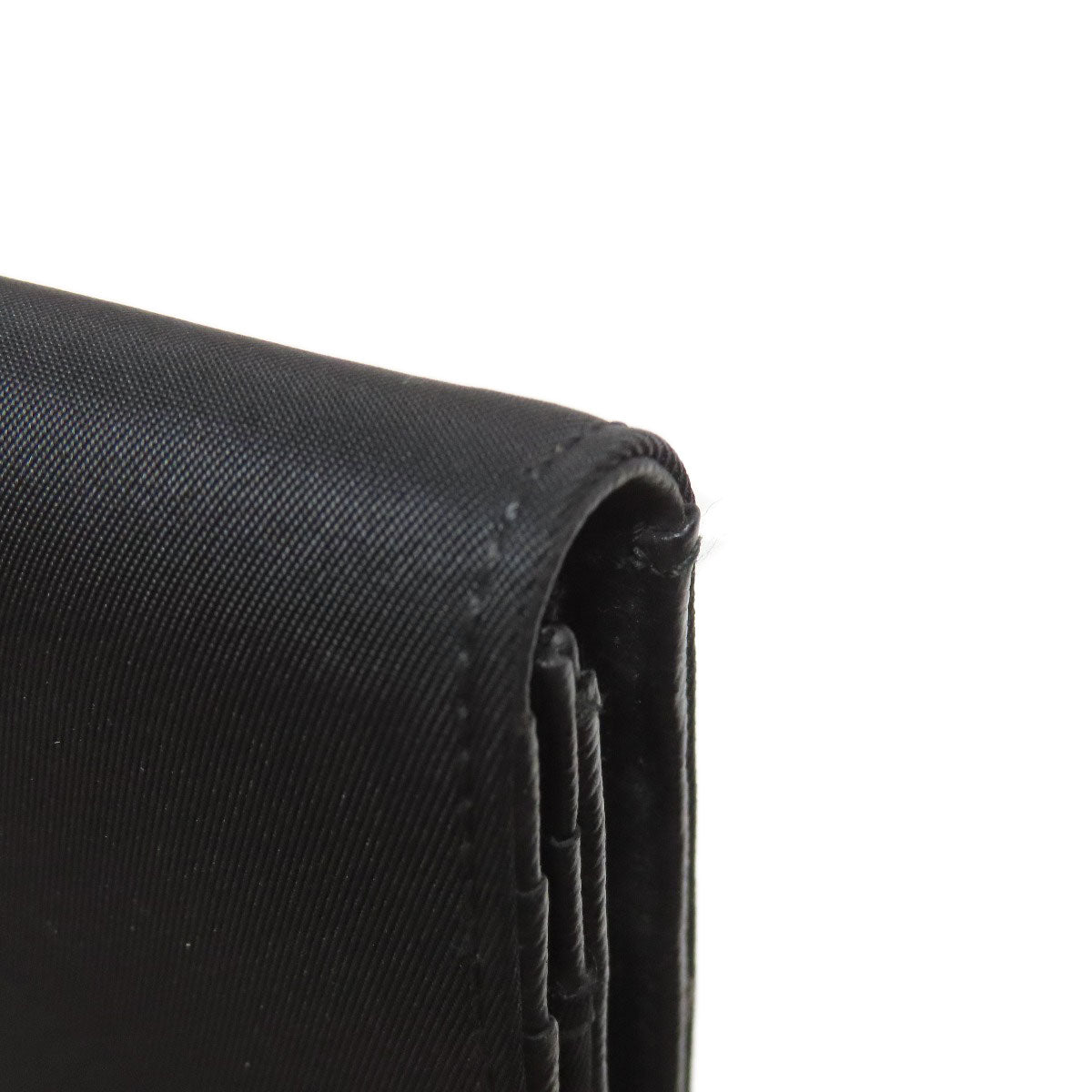 PRADA Long Wallet Purse Nylon black logoMetal