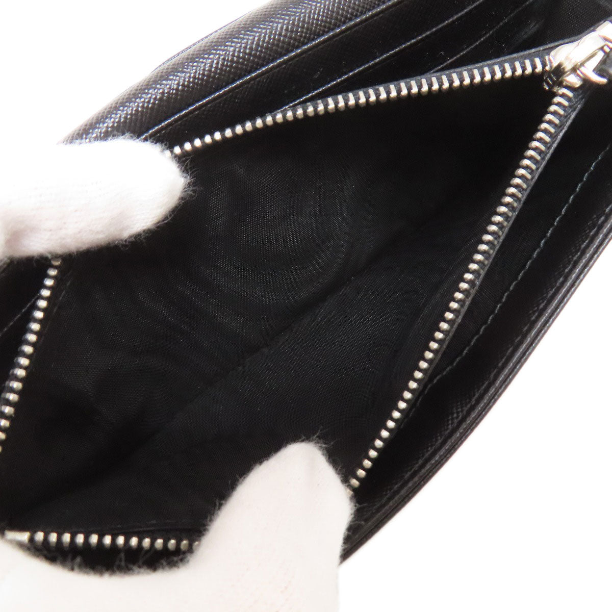 PRADA Long Wallet Purse Nylon black logoMetal