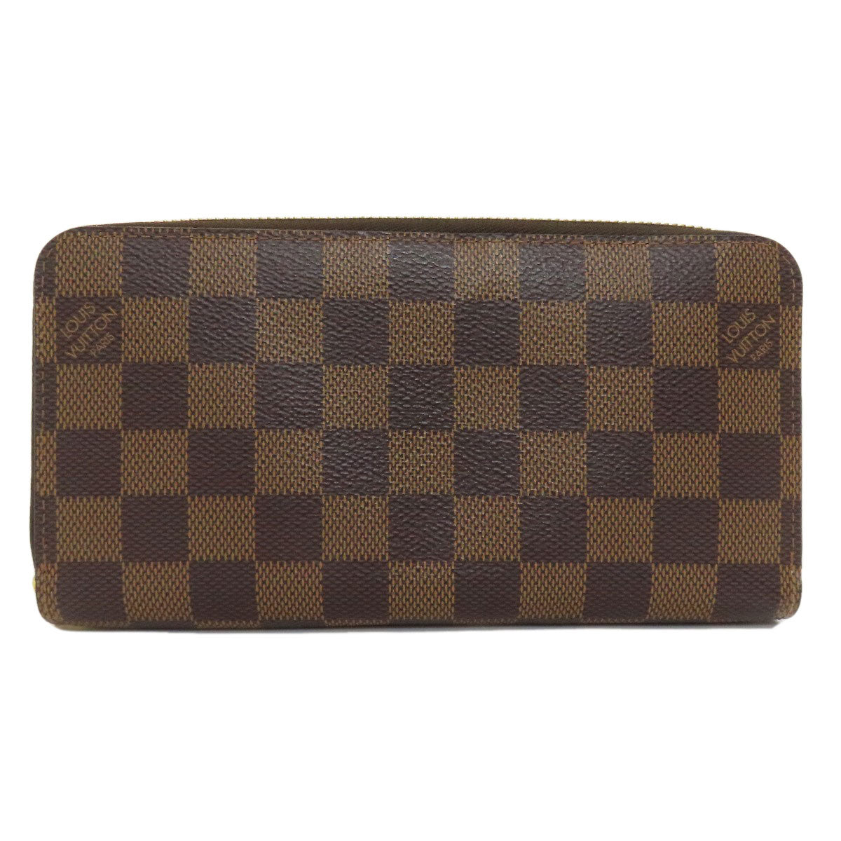 LOUIS VUITTON Long Wallet Purse N60046 Damier canvas Brown Zippy wallet Women Used Authentic