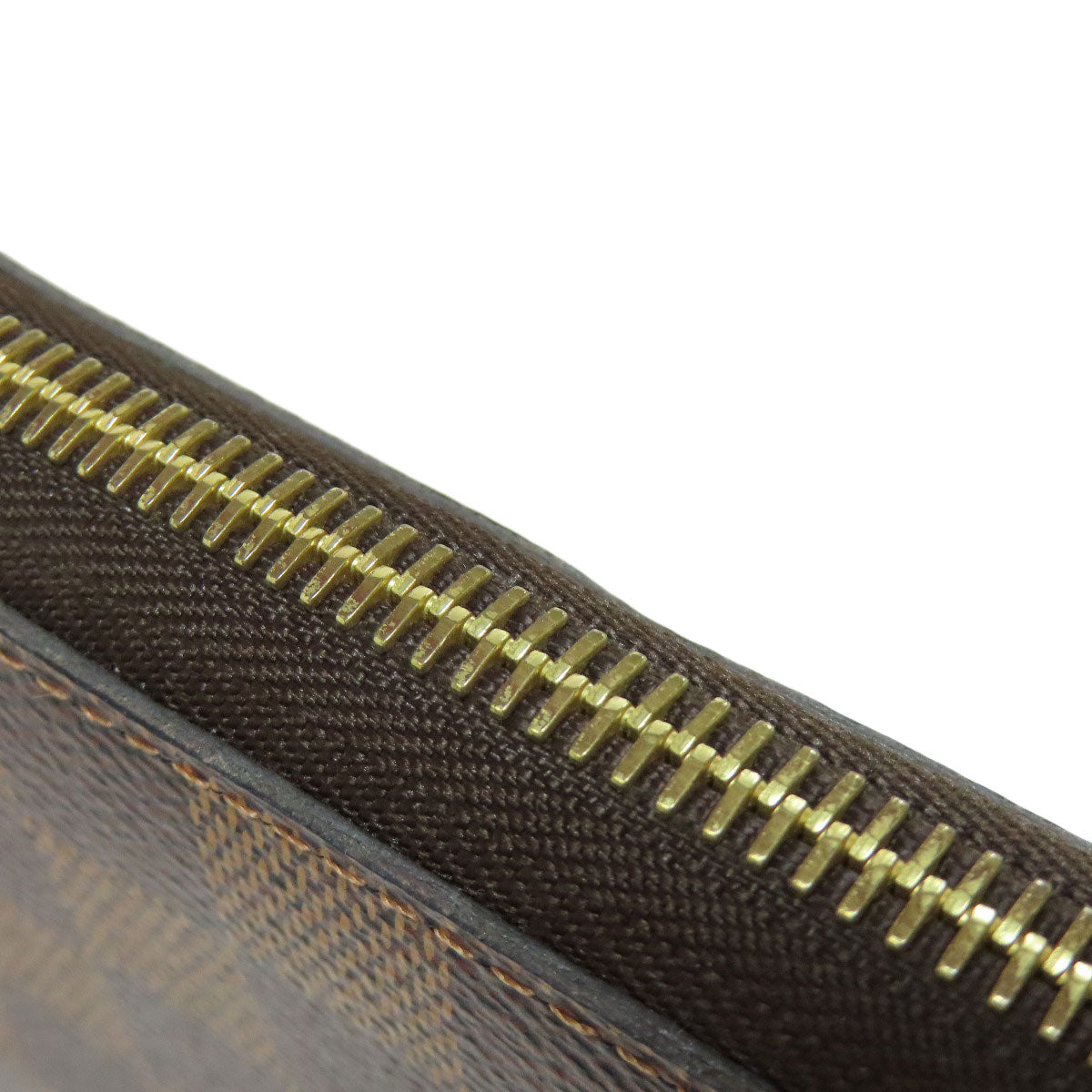 LOUIS VUITTON Long Wallet Purse N60046 Damier canvas Brown Zippy wallet Women Used Authentic