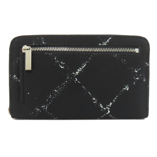 CHANEL Long Wallet Purse Nylon black Travel line Women Used Authentic