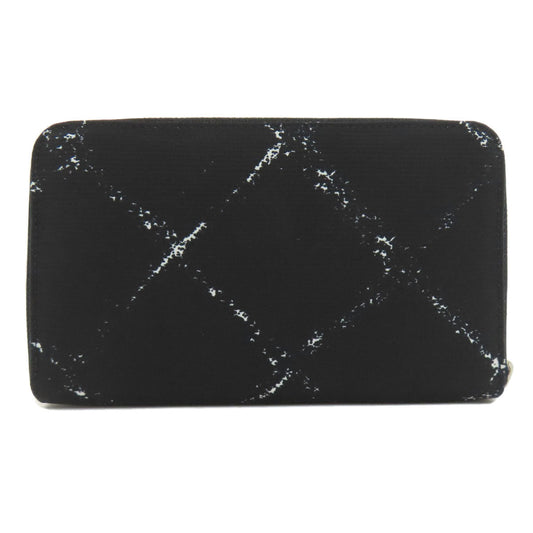 CHANEL Long Wallet Purse Nylon black Travel line Women Used Authentic