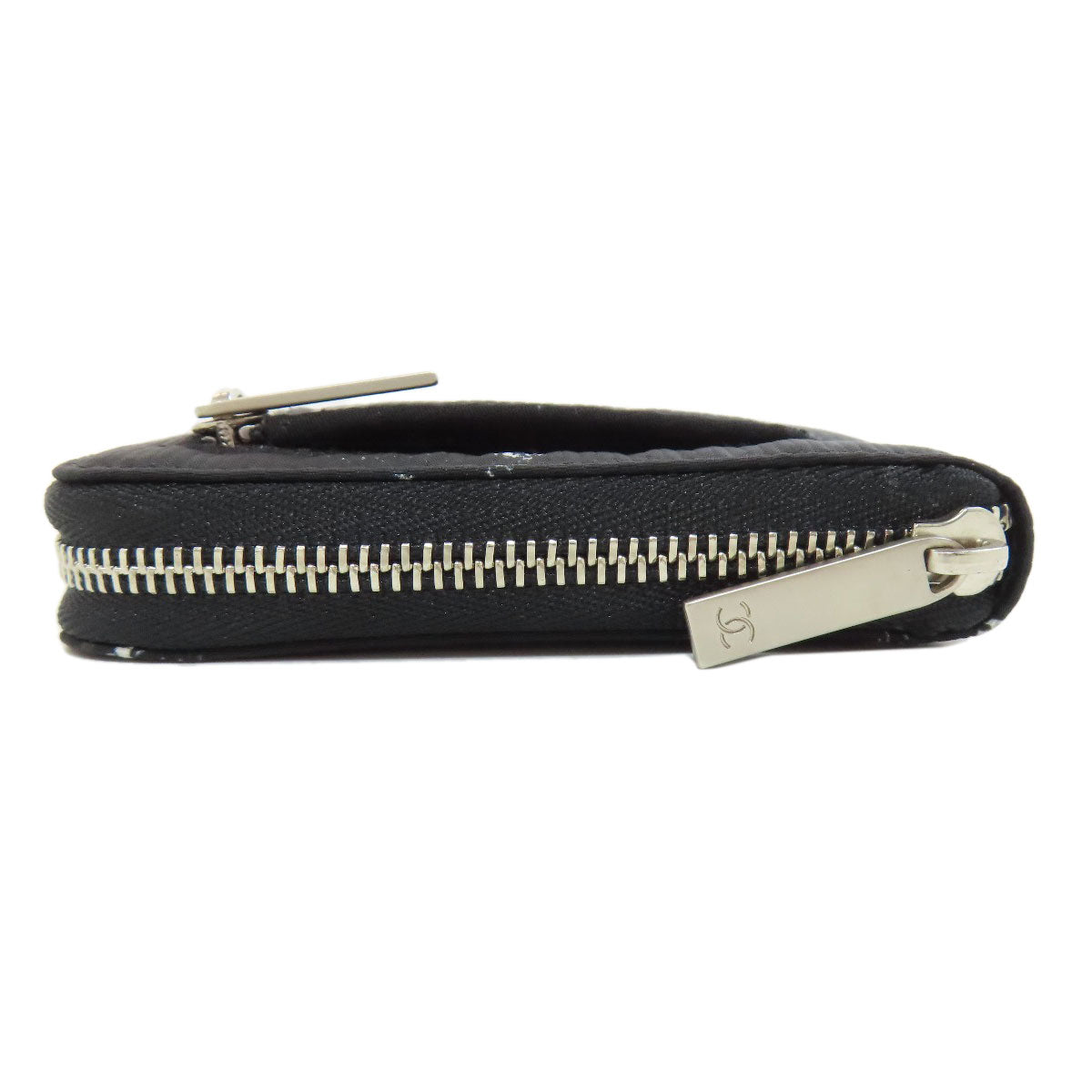 CHANEL Long Wallet Purse Nylon black Travel line Women Used Authentic