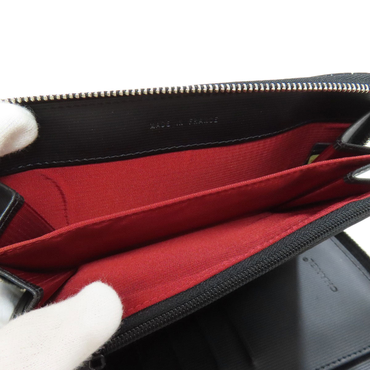 CHANEL Long Wallet Purse Nylon black Travel line Women Used Authentic