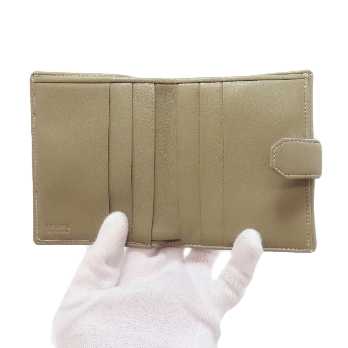 LOEWE Bifold Wallet lambskin green anagram Women Used Authentic