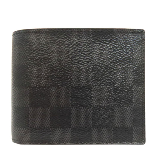 LOUIS VUITTON Bifold Wallet N63336 Damier canvas black Portefeuille�EMarco NM mens Used Authentic