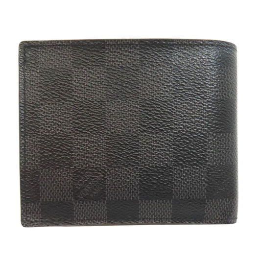 LOUIS VUITTON Bifold Wallet N63336 Damier canvas black Portefeuille�EMarco NM mens Used Authentic