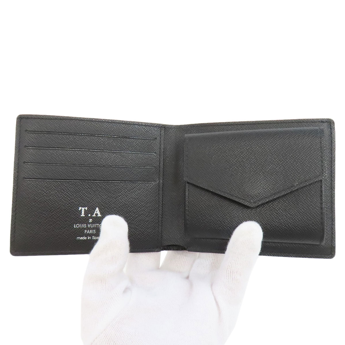 LOUIS VUITTON Bifold Wallet N63336 Damier canvas black Portefeuille�EMarco NM mens Used Authentic