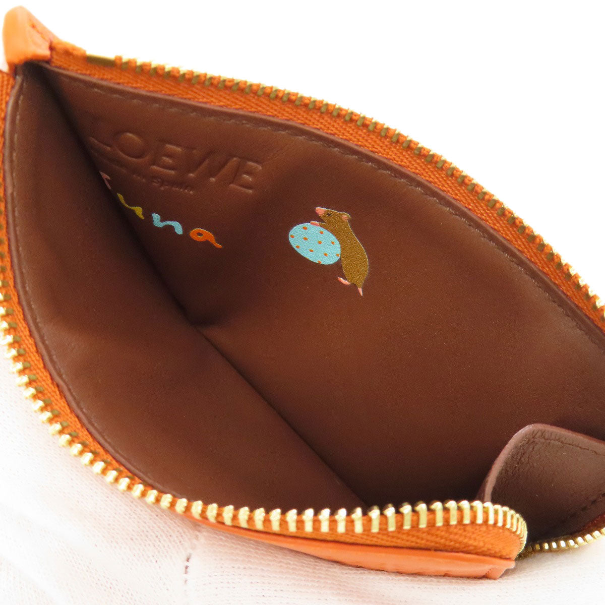 LOEWE Coin case leather multicolor Hamster motif Women Used Authentic