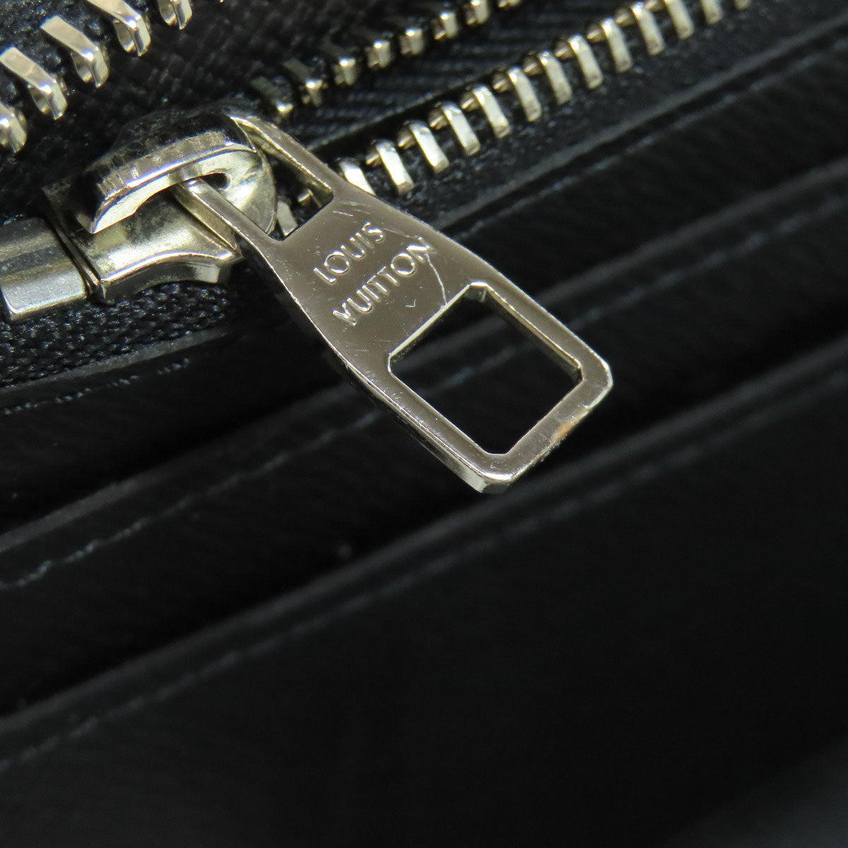 LOUIS VUITTON Long Wallet Purse Damier canvas black Zippy wallet Vertical Women Used Authentic