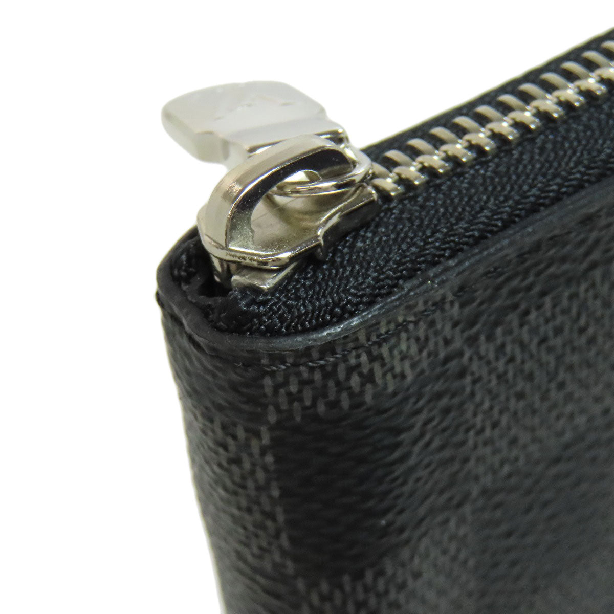 LOUIS VUITTON Long Wallet Purse Damier canvas black Zippy wallet Vertical Women Used Authentic
