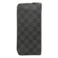 LOUIS VUITTON Long Wallet Purse Damier canvas black Zippy wallet Vertical Women Used Authentic