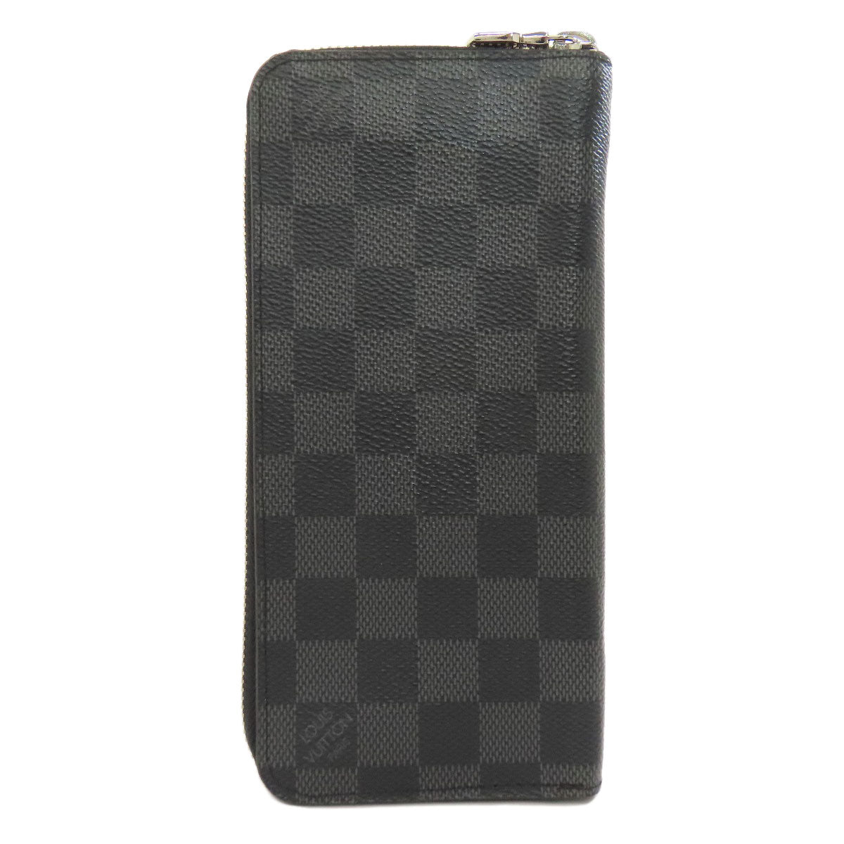 LOUIS VUITTON Long Wallet Purse Damier canvas black Zippy wallet Vertical Women Used Authentic
