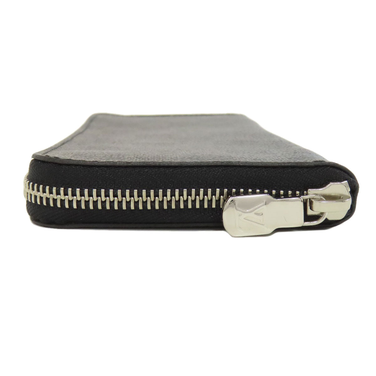 LOUIS VUITTON Long Wallet Purse Damier canvas black Zippy wallet Vertical Women Used Authentic
