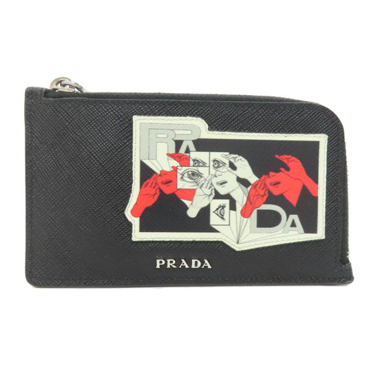 PRADA Coin case Safiano black Real Life Comics Women Used Authentic