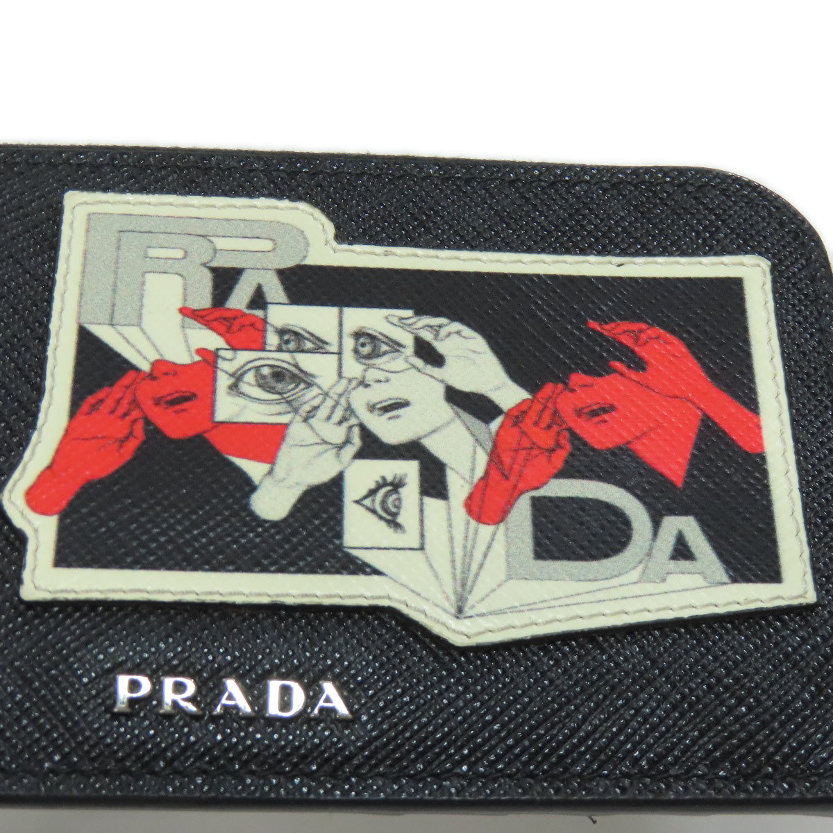 PRADA Coin case Safiano black Real Life Comics Women Used Authentic